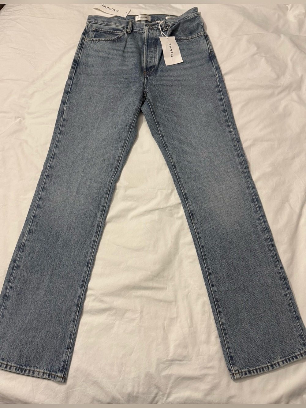 NWT FRAME The Vertical Women's Blue High-rise Straight-leg Jeans Size 27 - Picture 3 of 10